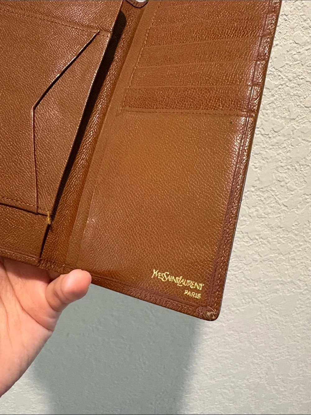 Saint Laurent YSL Brown Leather Long Bifold Holder